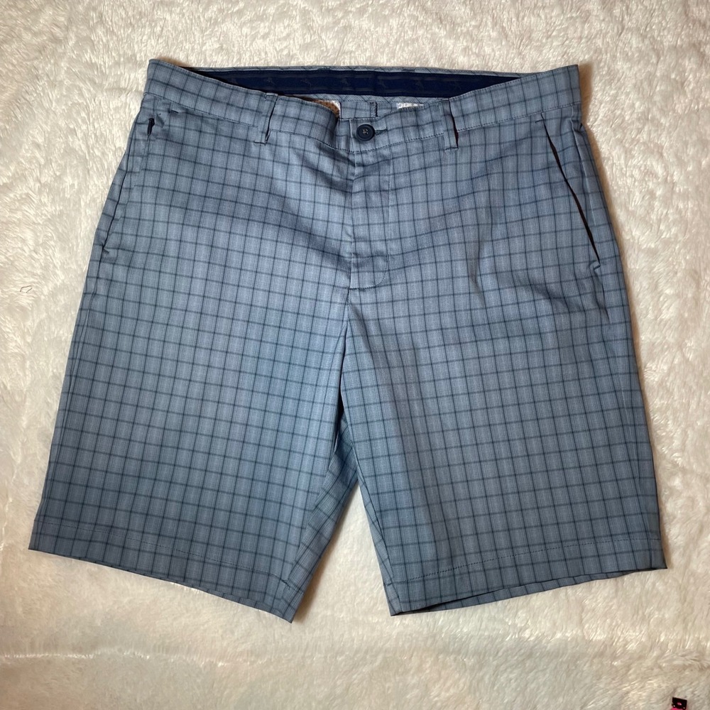 Tommy Bahama Men Plaid Shorts Blue Stretch Recycled 35x10 Golf Resortwear Preppy